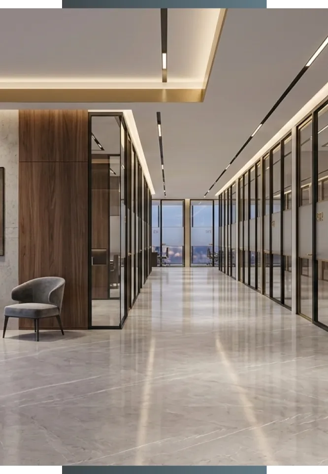Modern corporate office corridor